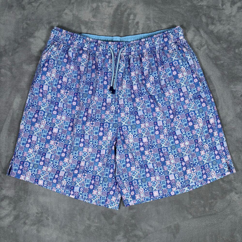 Peter Millar Crown Seal Mosaic Tile Lined Swim Trunks Men’s Large